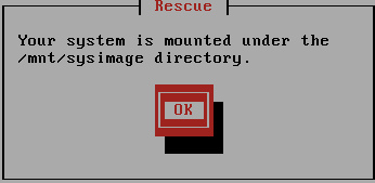 system is currently mounted at :mnt:sysimage rescue mode RHEL