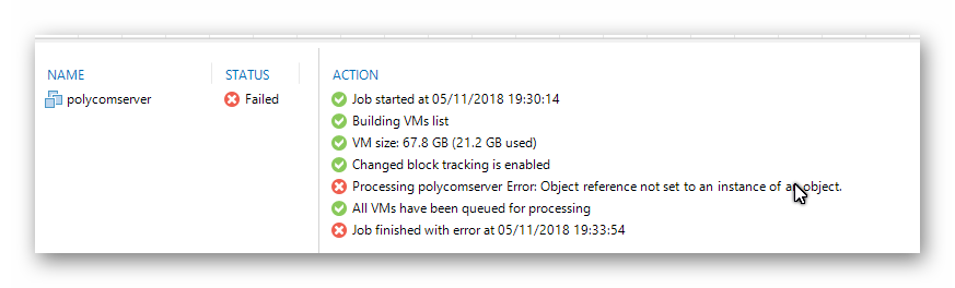 Error de Veeam con vSphere 6.7 Update 1