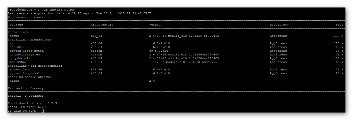 Настройка apache centos 8
